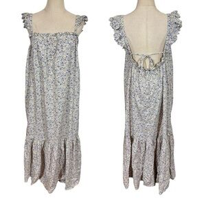 E T C Tiered Ruffle Flutter Scalloped Maxi Dress in Ditsy Floral Liberty London